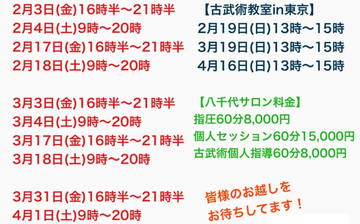 八千代サロン2月〜6月予定